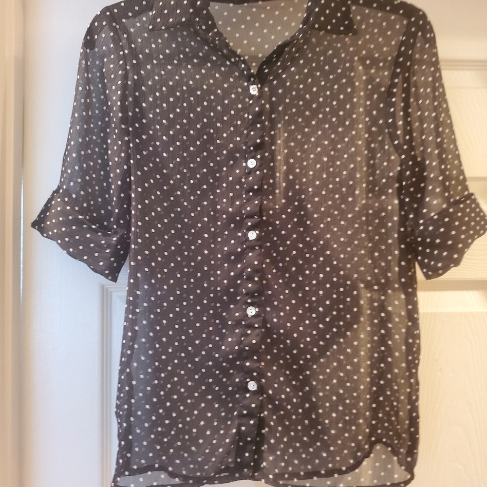 Shasa, Designer Polka Dot Blouse, Size Small